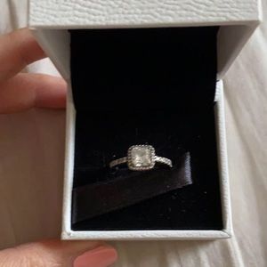 Pandora Square Sparkle Halo Ring